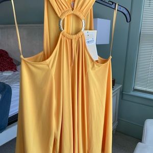 MICHAEL KORS TAXI YELLOW COLD SHOULDER TOP